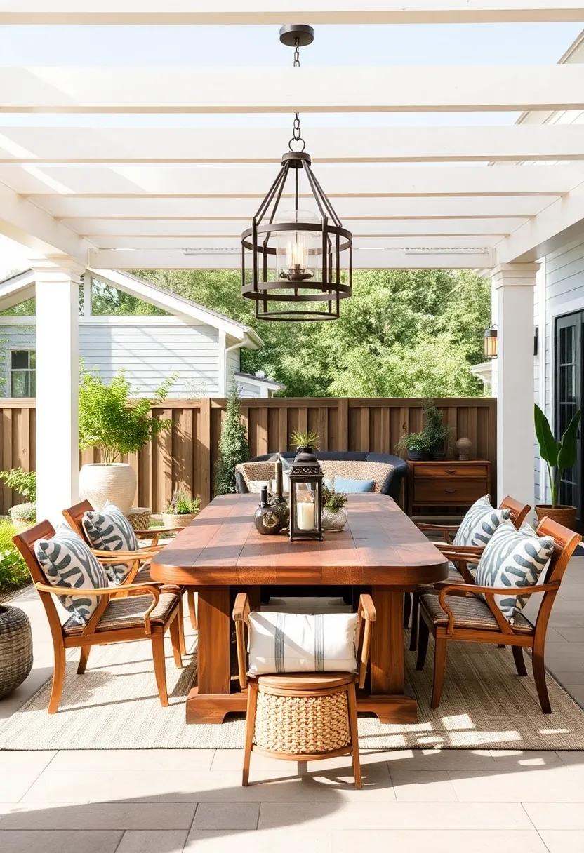 Charming Farmhouse Vibes:​ Embrace rustic elements like reclaimed wood tables and vintage ⁤lanterns to ⁤create a warm and ⁢inviting‌ outdoor dining‌ space