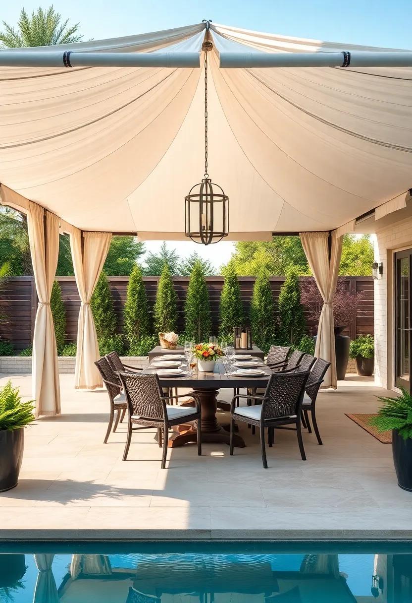 Elegant Canopy Dining: ‍Use⁤ a beautiful fabric canopy⁢ to provide shade while adding a⁤ touch‌ of luxury for ‌your outdoor meals