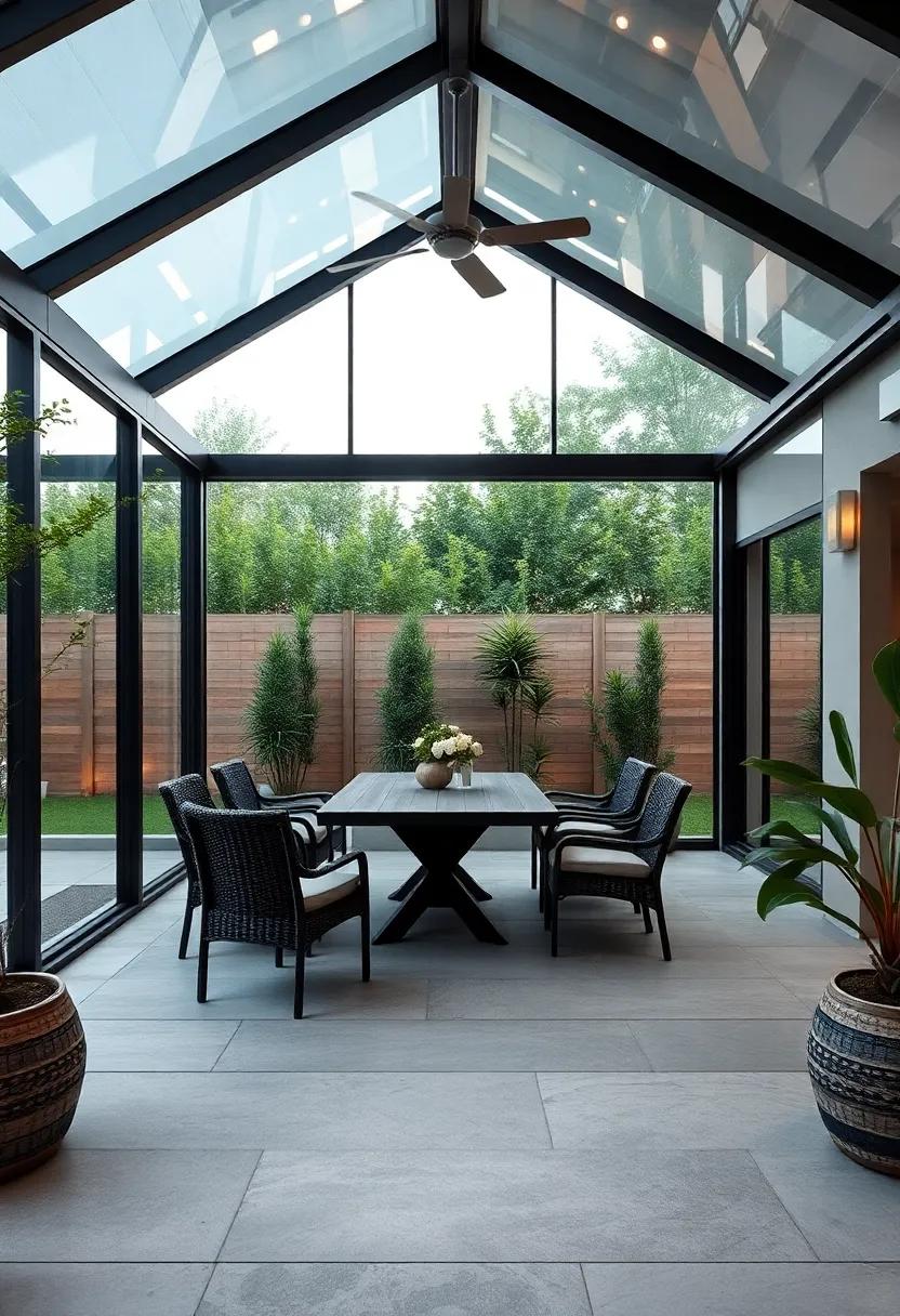 Enclosed Patio Oasis: Create an intimate ⁣dining space ⁣with glass walls or screens that protect from the ⁢elements while maintaining⁤ views ⁤of the⁢ outdoors