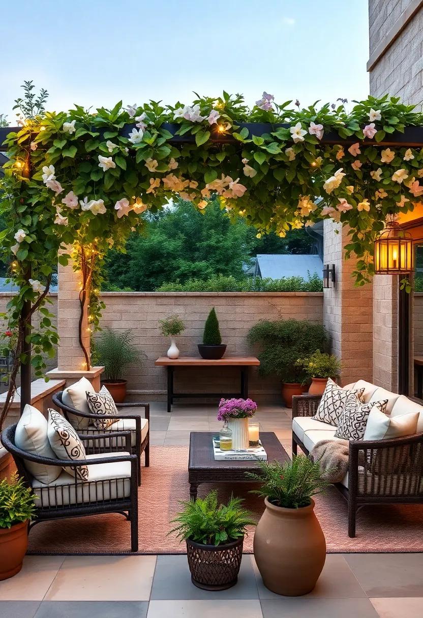 Step into ⁢elegance with a ‌curved wrought-iron trellis draped⁢ in delicate‍ clematis, providing an‌ enchanting ⁤ambiance ⁢for evening soirees⁢ under twinkling lights