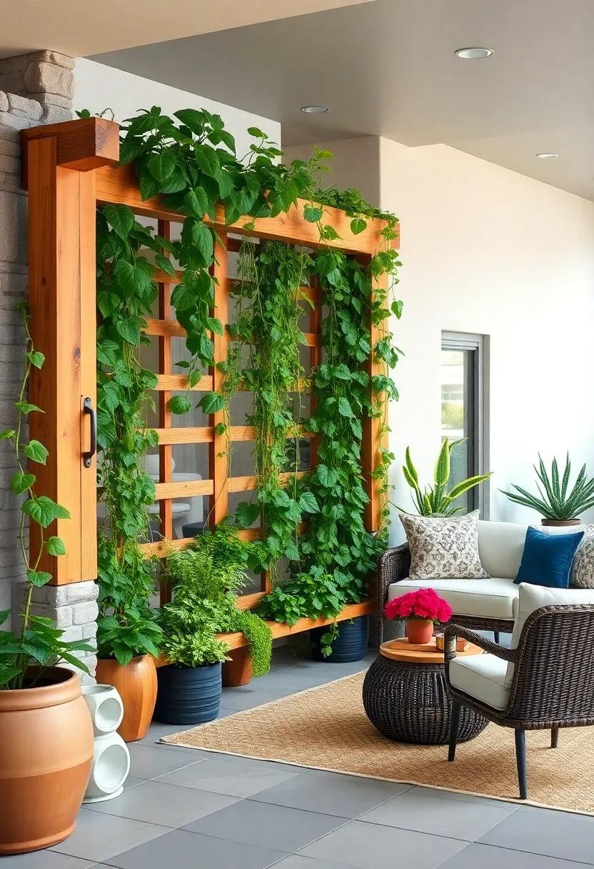 Embrace sustainability⁤ with a ⁤reclaimed wood trellis supporting climbing peas and beans, turning your patio into an⁤ edible⁣ garden that’s both functional and ​beautiful