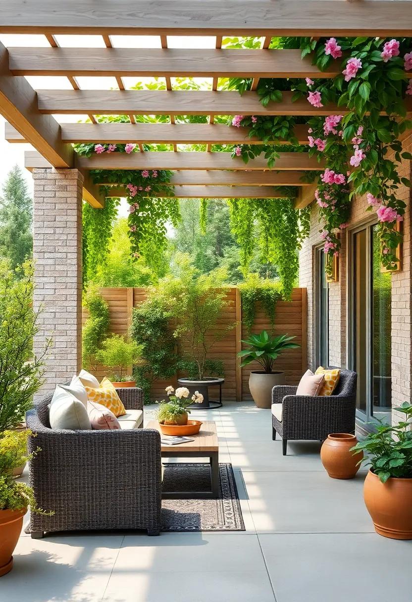 Uncover the charm of a lattice-style⁤ trellis draped⁣ in ⁤fragrant ​honeysuckle, ⁣filling ‌your patio⁢ with delightful scents⁣ while providing a beautiful screen for privacy