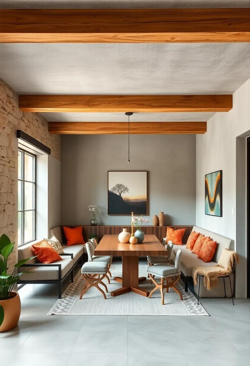 Dining Nook: Create a cozy‍ dining ‍nook under exposed beams with built-in⁣ seating, maximizing space while remaining inviting