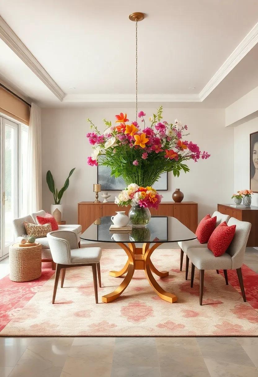 Floral Fantasy: An exuberant display of ‍blooming flowers enlivens⁢ the space, making any meal feel like a springtime celebration