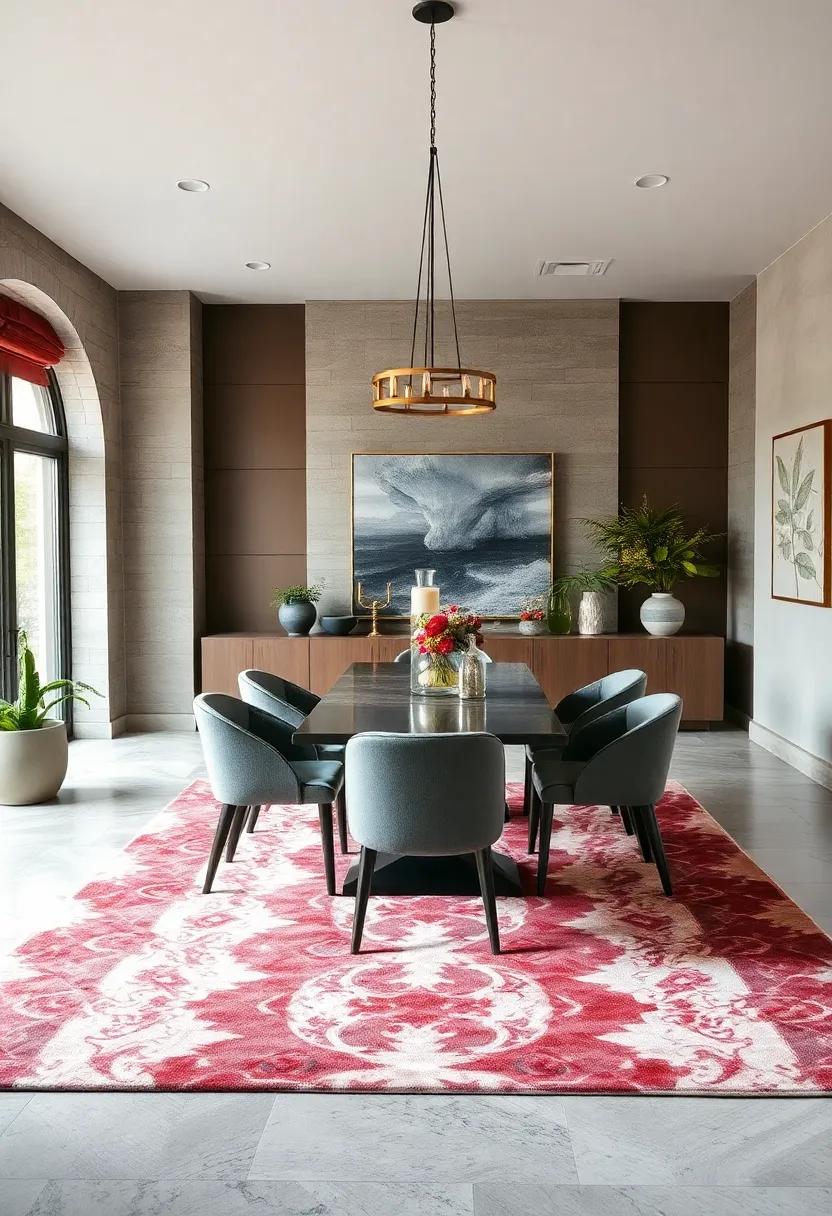Luxe Velvet: Plush and‍ opulent, this richly patterned ‍velvet rug offers ⁤both⁣ comfort⁢ and style, inviting ⁣guests to linger and enjoy​ mealtime conversations