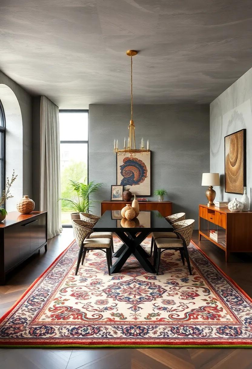 Persian Influence: Elegantly‌ detailed with⁤ intricate designs, a Persian-style rug adds​ a luxurious feel, ⁢making the dining experience ‌truly exceptional