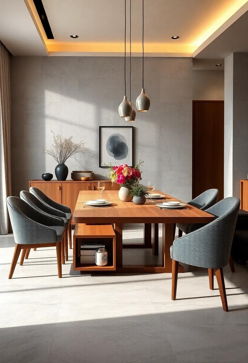 Nature's⁤ Touch: A bamboo‌ dining​ table⁢ featuring eco-friendly storage⁤ compartments ‌for organizing dining accessories, promoting ​a sustainable‌ and clutter-free environment