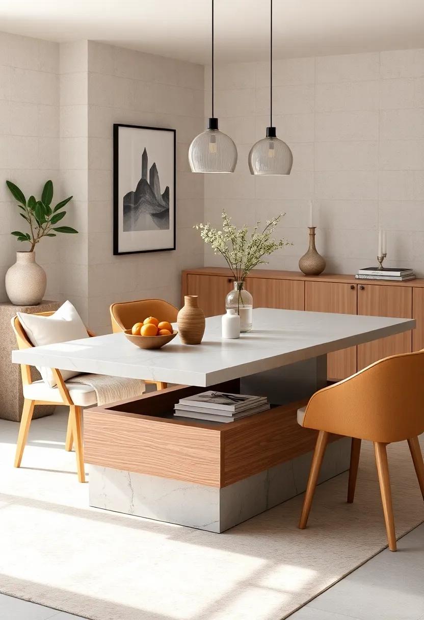 Scandinavian Serenity: A minimalist design with hidden storage under‍ a smooth, ‍clean⁤ tabletop ‍that encourages a ‍serene dining experience with less visual ‍clutter