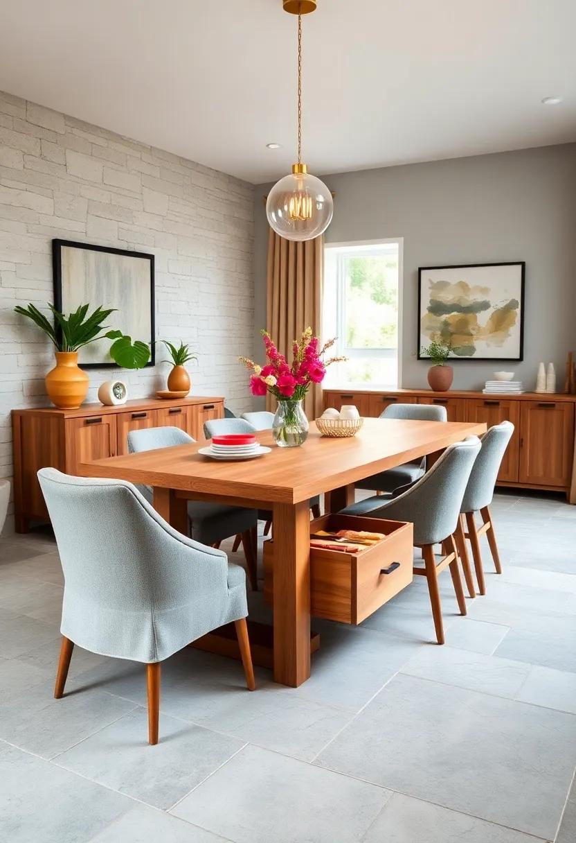 Shaker simplicity: A classic Shaker-style dining table with simple lines ⁢and plenty of​ hidden ⁣drawers, perfect for maintaining a​ tidy‌ and functional‌ dining area