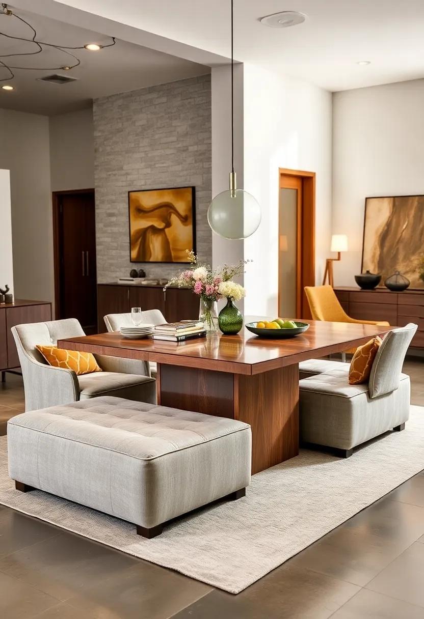 the Storage Ottoman Table: An innovative ‌design⁤ that combines a cushioned dining table‍ with ‌built-in ottomans that slide underneath for extra ⁢seating and storage