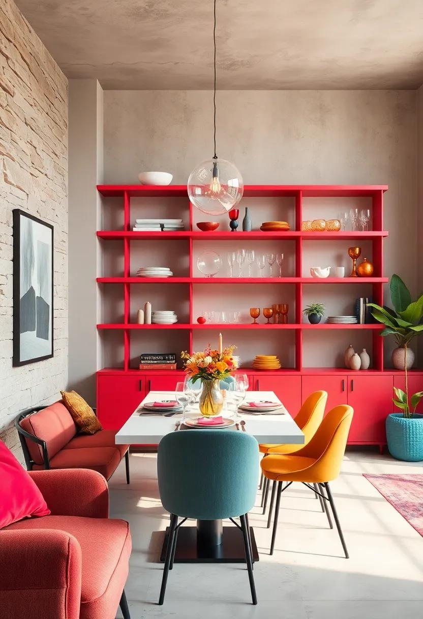 Bold colors: Use⁢ brightly⁢ painted ⁣shelves to⁣ inject personality ​into the space, displaying colorful glassware and cheerful⁢ table settings