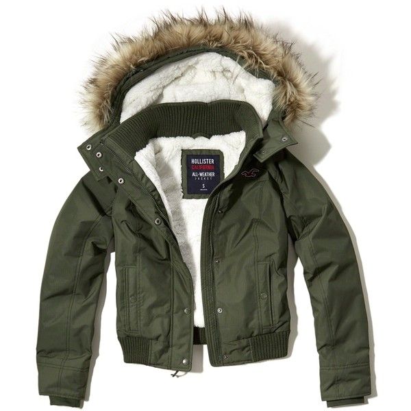 Hollister All-Weather Sherpa Lined Bomber Jacket ($120) ❤ liked .
