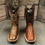 MEN'S RODEO COWBOY ALLIGATOR TAIL PRINT WESTERN SQUARE TOE BOOTS .