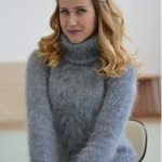 Classic cabled Tneck mohair sweater in gray/T91 in 2020 | Angora .