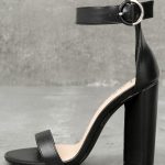 Chic Black Heels - Black Ankle Strap Heels - Single Sole Heels .