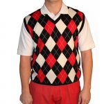 Argyle Golf Sweater Vest | Black/Red/White | Me