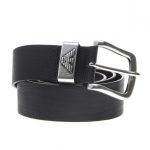 New Mens Emporio Armani Black Leather Logo Belt Belts | eB