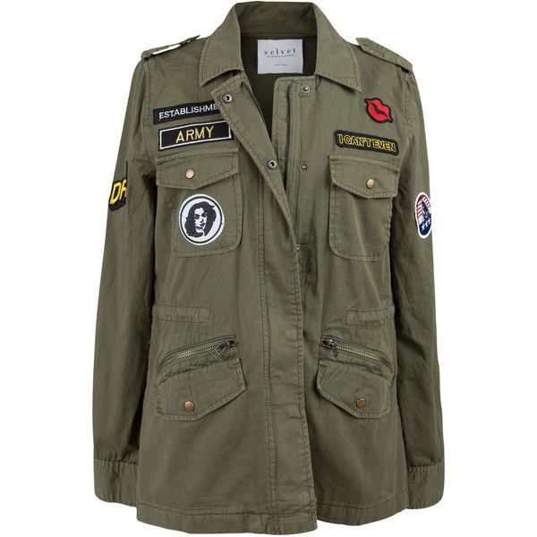 Velvet by Graham and Spencer Andreea Patch Cotton Army Jacket .