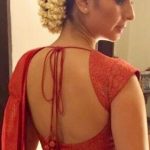 Tanisha in classic backless blouse. | Sleeveless blouse designs .