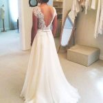 Amazing A-line wedding dress with lace backless | Long wedding .