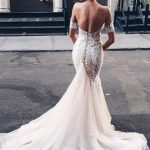 Mermaid Sweetheart Backless Light Champagne Wedding Dress with .