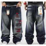 Plus Size Hip Hop Baggy Jeans Men Letter Print Hip Hop Dance Pants .