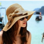 EUBUY Fashion Korean Style Floppy Wide Brimmed Summer Beach Bow .