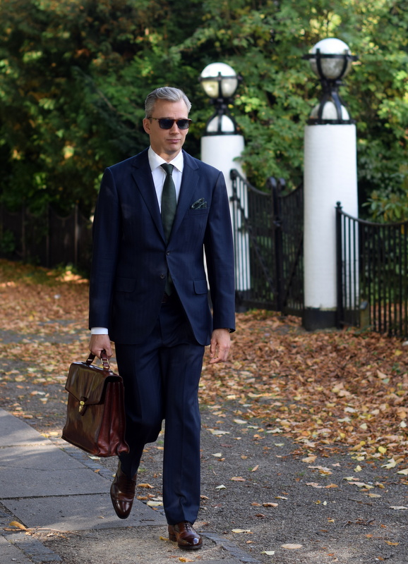 Blue Bespoke Suit and Brown Edward Green Shoes