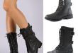 Womens Leather Lace Up Ankle Martin Biker Boots Mid Calf Combat .