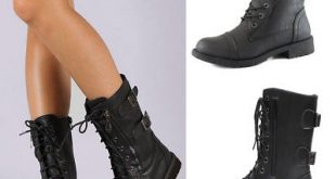 Womens Leather Lace Up Ankle Martin Biker Boots Mid Calf Combat .