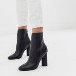 ASOS DESIGN Egypt leather heeled boots in black | AS