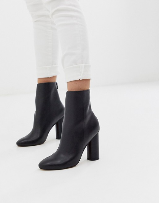 ASOS DESIGN Egypt leather heeled boots in black | AS