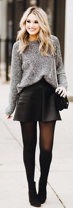42 Best Black leather skirt outfits images | Black leather skirts .
