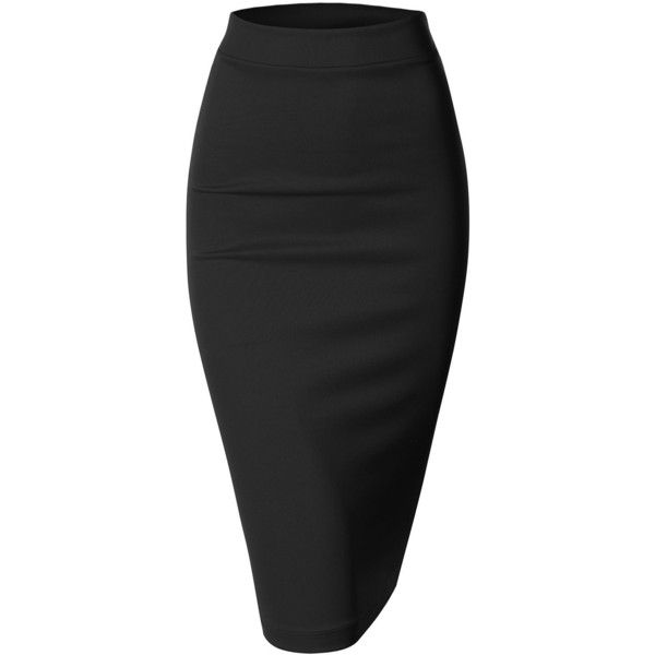 Doublju Women Scuba Pencil Skirt ($9.99) ❤ liked on Polyvore .