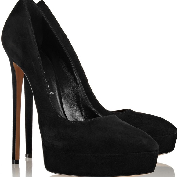 Casadei Shoes | Classic Black Suede Platform Pumps | Poshma