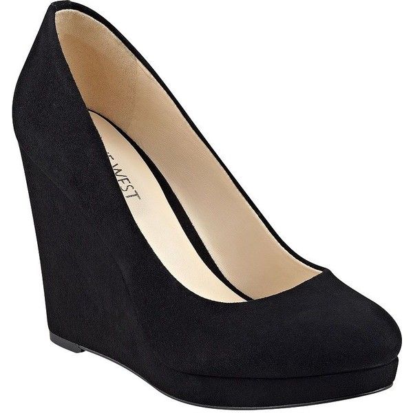 Nine West Halenia Suede Wedge Pumps ($71) ❤ liked on Polyvore .