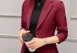 PEONFLY Women's Blazer Long Sleeve Blazers Solid One Button Coat .