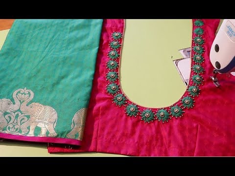 Hand embroidery neck design for silk saree blouse - YouTu