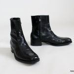 Vintage 1960s MENS Boots : 60s 70s MOD Black Ankle Boots Florsheim .