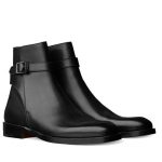 Hermes men's ankle boot in calfskin with leather buckle and .