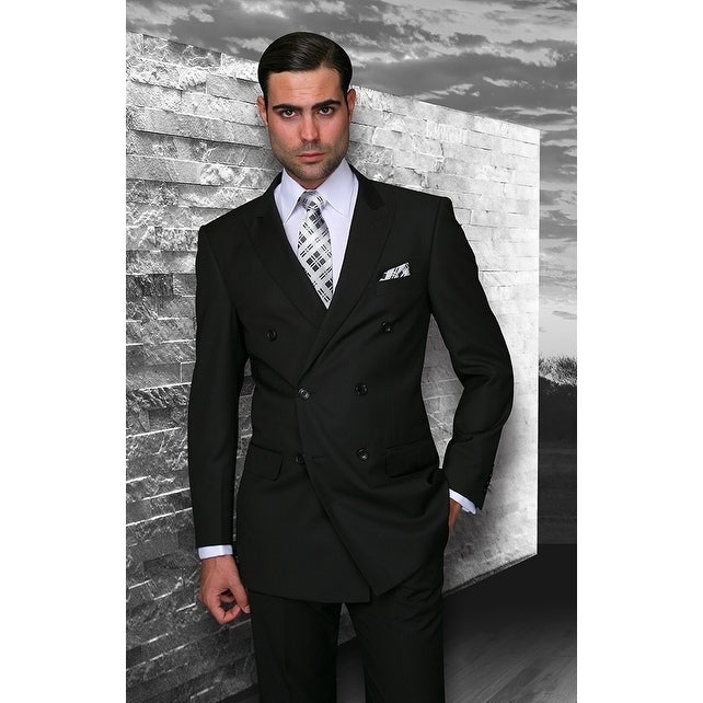 Shop Statement TZD-100 Black Double Breasted Suit - On Sale .