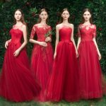 Elegant Red Bridesmaid Dresses 2019 A-Line / Princess Appliques .