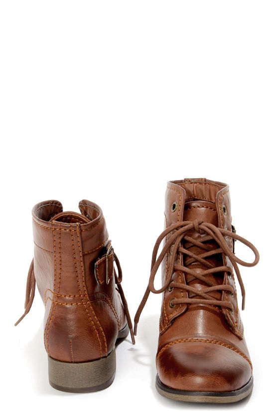 Madden Girl Armie Cognac Lace-Up Ankle Boots | Boots, Lace up .