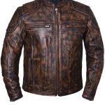 Men's Distressed Brown Leather Motorcycle Jackets - Scooter Sty