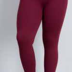 Burgundy Solid Leggings with Yoga Band - Women's Extra TC Plus .