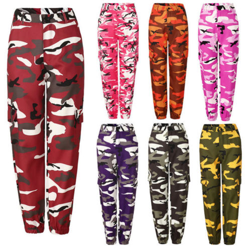 Fashion Womens Camo Cargo Trousers Casual Pants Military Army .