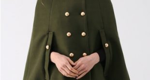 Keep It Elegant Double-Breasted Cape Coat in Army Green - Retro .