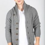Grey Lambswool Wool Shawl Collar Cardigan Sweater - Winston & C