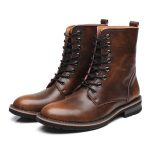 High-quality Men British Style Cow Leather Non-slip High Top .