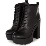 Black Chunky Platform Lace Up Block Heel Boots found on Polyvore .